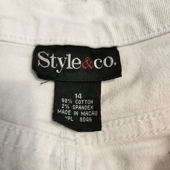 Style & Co. Womens White Denim Straight Leg 5 Pocket Jeans Size 14 - Picture 4 of 7
